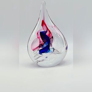Signed Polish blown glass paperweight, signed by Marian Pyrcak